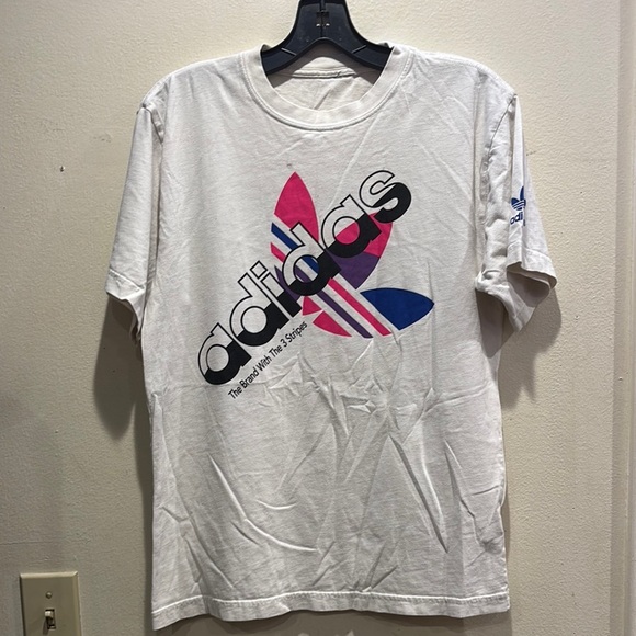 Adidas White Tee with Multicolor Logo - Picture 1 of 3